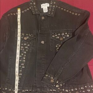 For The Republic Black Denim Jacket with Silver Studs